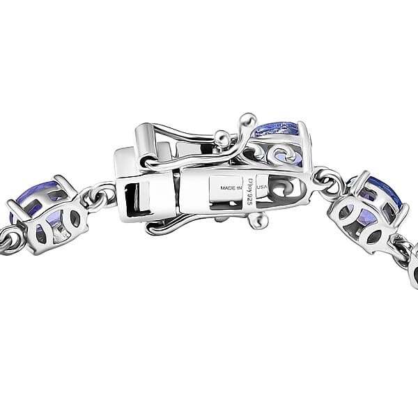 D'Joy AAA Tanzanite 7.80 Ctw Twilight Line Bracelet In Rhodium Over Sterling Silver (6.50 In)