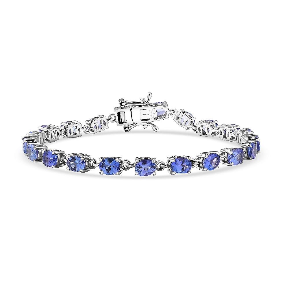 D'Joy AAA Tanzanite 7.80 ctw Twilight Line Bracelet in Rhodium Over Sterling Silver (6.50 In)