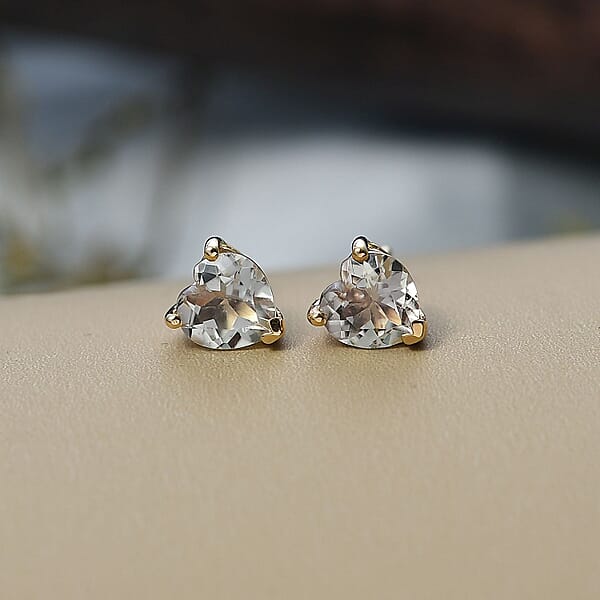 D'Joy AAA Turkizite 1.90 Ctw Solitaire Stud Earrings In 18K Vermeil Yellow Gold Over Sterling Silver
