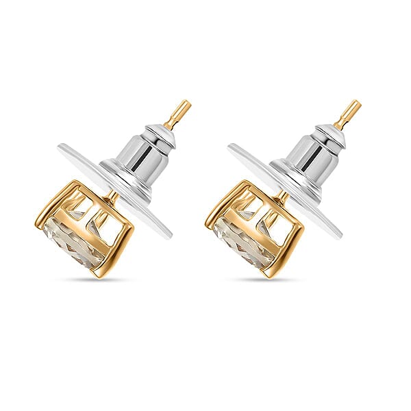D'Joy AAA Turkizite 1.90 Ctw Solitaire Stud Earrings In 18K Vermeil Yellow Gold Over Sterling Silver