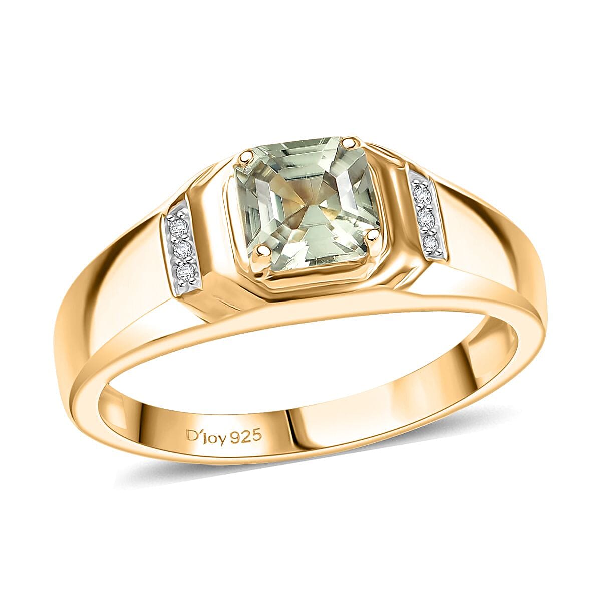 D'Joy AAA Turkizite and Moissanite 1.35 ctw Crown Valor Men's Ring in 18K Vermeil Yellow Gold Over Sterling Silver