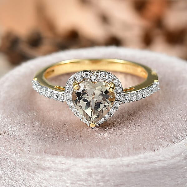 D'Joy AAA Turkizite Moissanite Heart Ring In 18K Vermeil YG Over Sterling Silver 1.85 Ctw