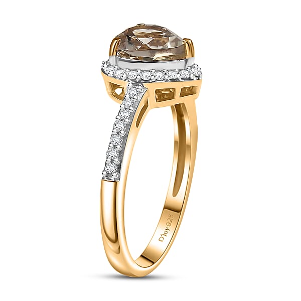 D'Joy AAA Turkizite Moissanite Heart Ring In 18K Vermeil YG Over Sterling Silver 1.85 Ctw