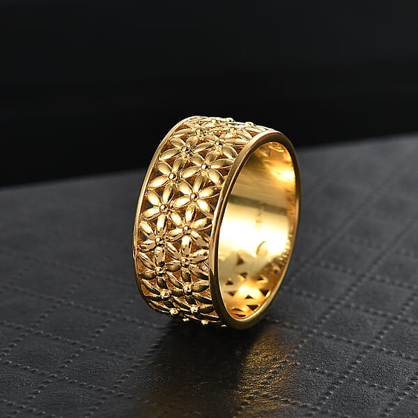 D'Joy Abstract Band Ring In 18K Vermeil Yellow Gold Over Sterling Silver 6.25 Grams