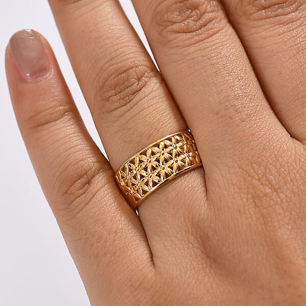 D'Joy Abstract Band Ring In 18K Vermeil Yellow Gold Over Sterling Silver 6.25 Grams