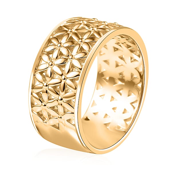 D'Joy Abstract Band Ring In 18K Vermeil Yellow Gold Over Sterling Silver 6.25 Grams