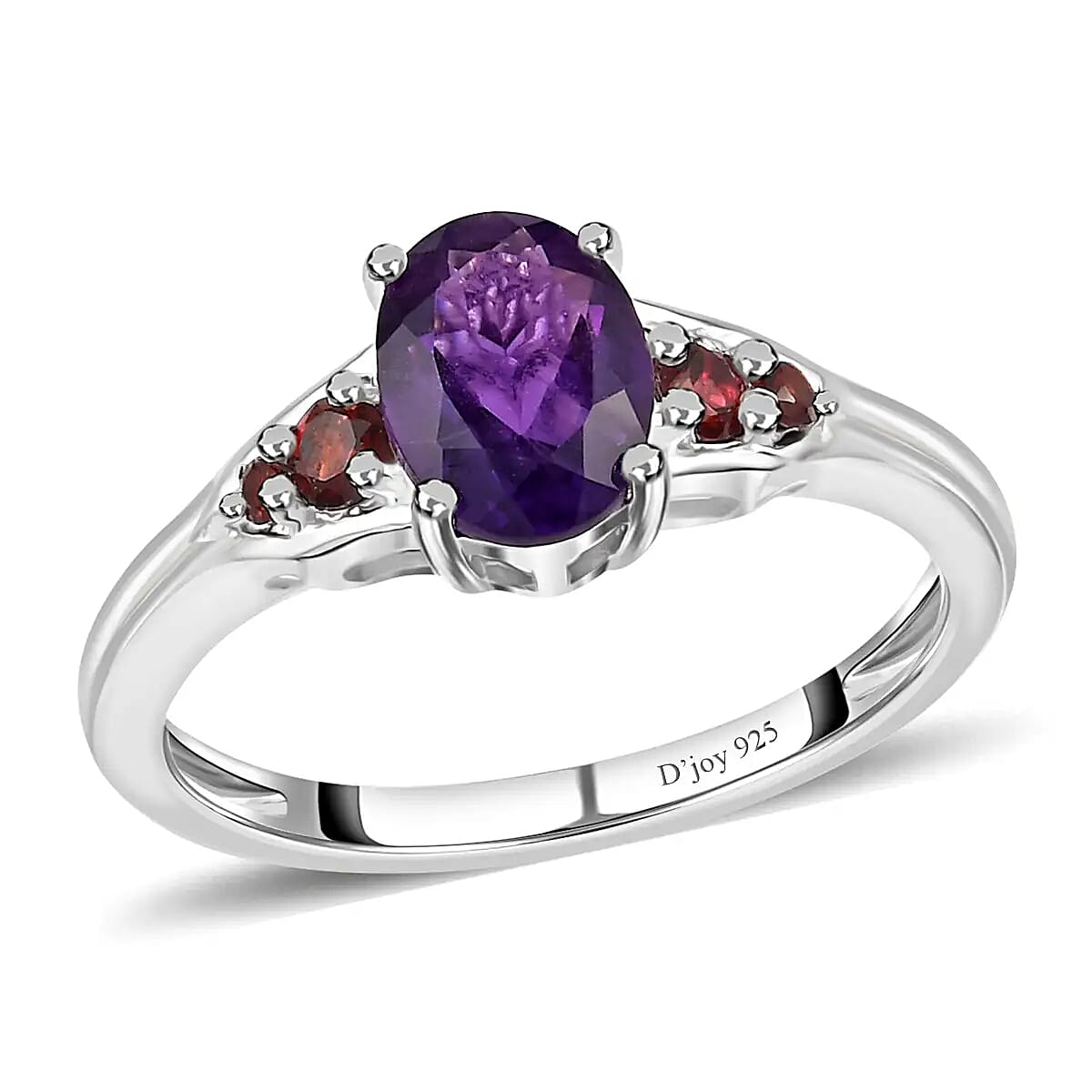 D'Joy African Amethyst and Mozambique Garnet 1.40 ctw Ring in Sterling Silver
