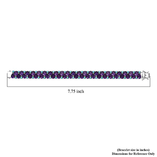 D'Joy African Amethyst And Sleeping Beauty Turquoise 31.25 Ctw Mystic Oasis Bracelet In Rhodium Over Sterling Silver (7.25 In)