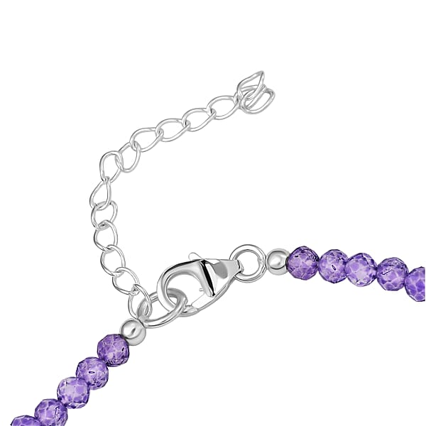 D'Joy African Amethyst Beaded Bracelet In Sterling Silver (6.50-8.00In) 10.90 Ctw