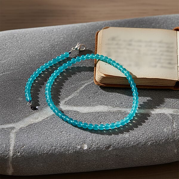 D'Joy Amazonite Beaded 140 Ctw Necklace 20 Inches In Rhodium Over Sterling Silver