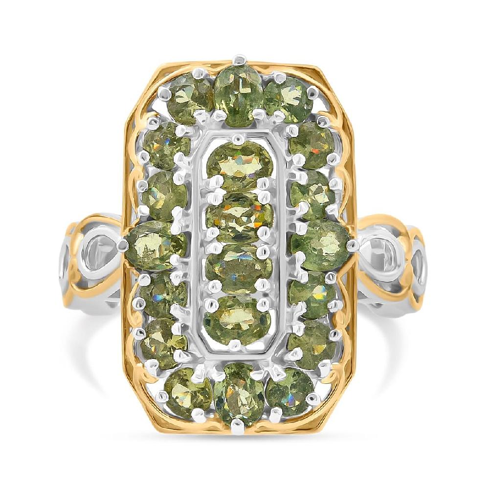 D'Joy Ambanja Demantoid Garnet 3.40 ctw Art Deco Ring in 18K Vermeil YG and Rhodium Over Sterling Silver