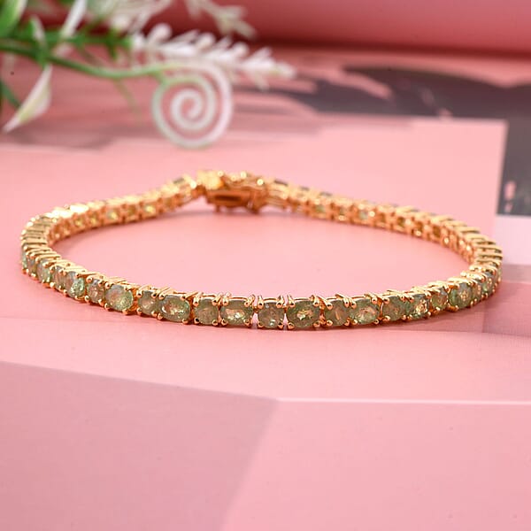 D'Joy Ambanja Demantoid Garnet 8.35 Ctw Evergreen Elegance Bracelet In 18K Vermeil Yellow Gold Over Sterling Silver (6.50 In)