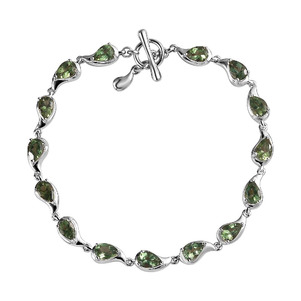 D'Joy Andranomaro Green Apatite Raindrop Bracelet in Rhodium Over Sterling Silver (7.25 In) 7.25 ctw