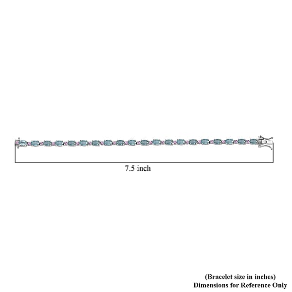 D'Joy Aqua Kyanite And Madagascar Pink Sapphire 12.40 Ctw Water Bubbles Bracelet In Rhodium Over Sterling Silver (7.25 In)