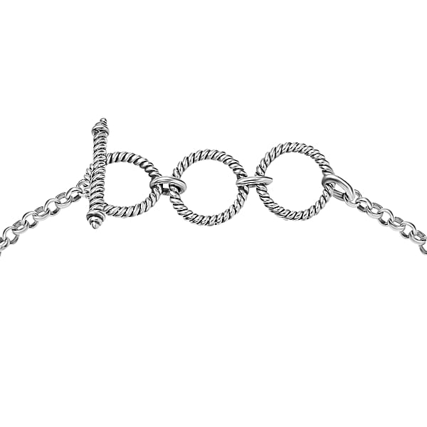 D'Joy Artisan Crafted Blue Horizon Turquoise And White Buffalo 15.80 Ctw Toggle Clasp Bracelet In Black Oxidized Sterling Silver (6.50-8.0In) (7.25 In)