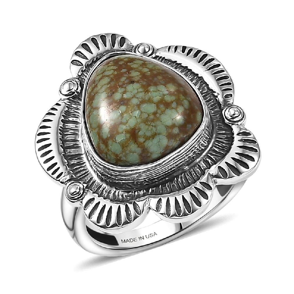 D'Joy Artisan Crafted Blue Horizon Turquoise Ring in Black Oxidised Sterling Silver 7.10 ctw