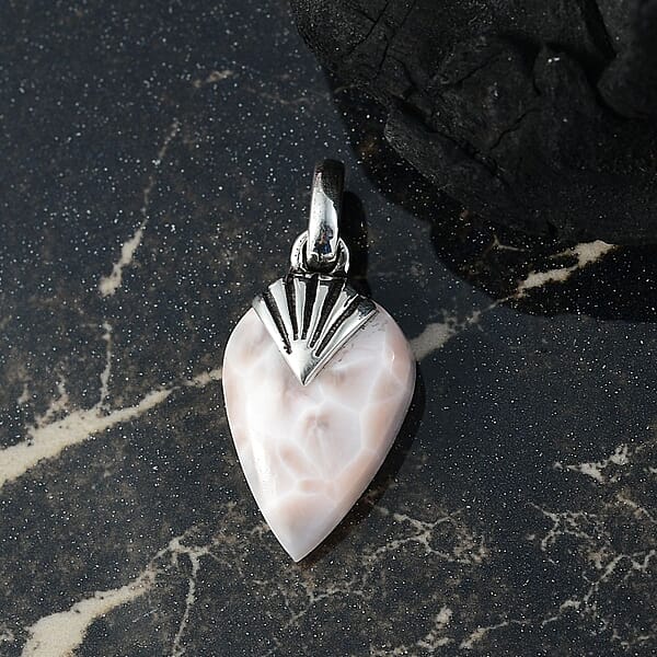 D'Joy Artisan Crafted Pink Natrolite 9.00 Ctw Shark Teeth Pendant Without Chain In Sterling Silver