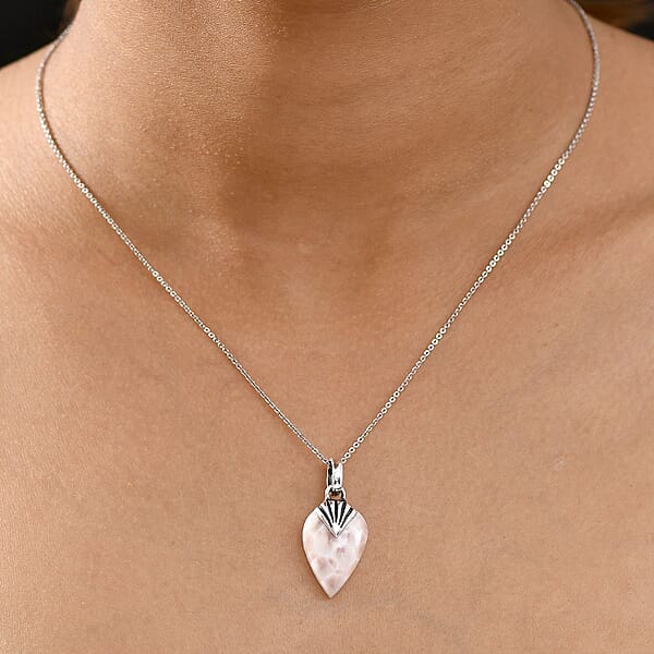 D'Joy Artisan Crafted Pink Natrolite 9.00 Ctw Shark Teeth Pendant Without Chain In Sterling Silver