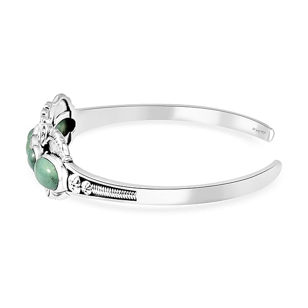 D'Joy Artisan Crafted Royston Turquoise 8.25 Ctw Leaf Cuff Bracelet In Sterling Silver (7.25 In)