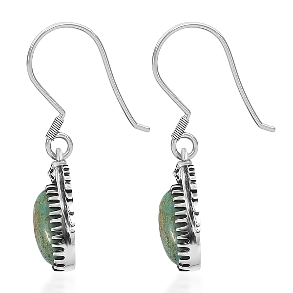D'Joy Artisan Crafted Royston Turquoise Earrings In Oxidised Sterling Silver 2.60 Ctw
