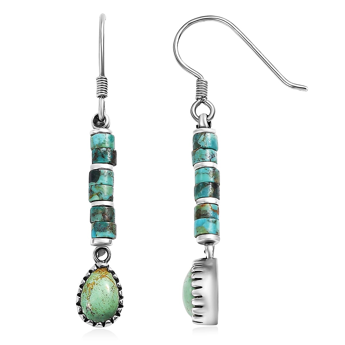 D'Joy Artisan Crafted Royston Turquoise Earrings in Oxidised Sterling Silver 6.65 ctw