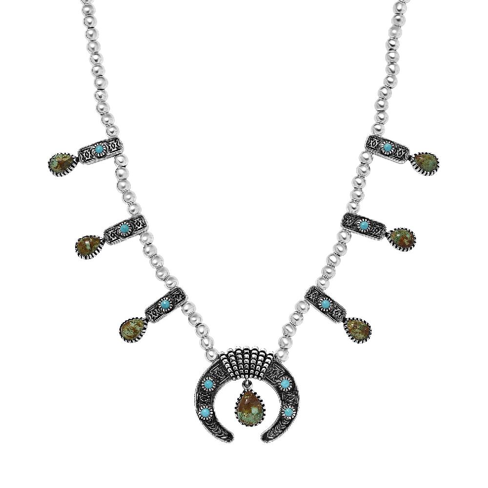 D'Joy Artisan Crafted Royston Turquoise Lagoon Turquoise Necklace in Black Oxidised Sterling Silver 6.60 ctw (18-20 Inches)