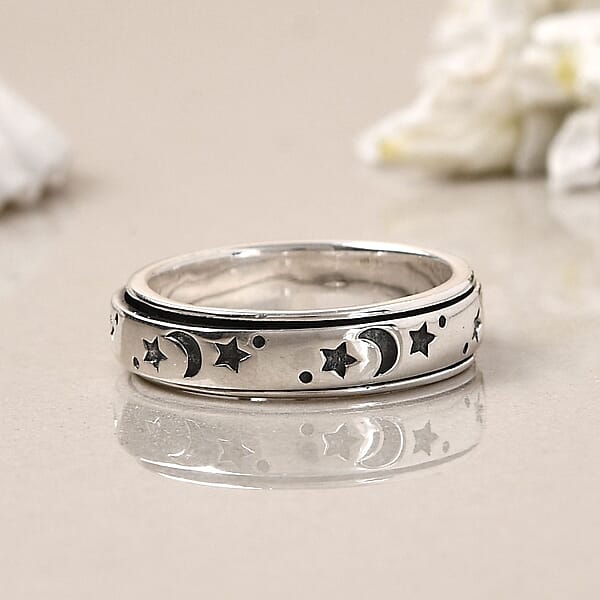 D'Joy Artisan Crafted Spinner Ring In Sterling Silver 4.30 Grams
