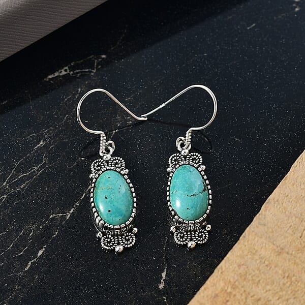 D'Joy Artisan Crafted Tahoe Nevada Turquoise 13.80 Ctw Earrings In Sterling Silver