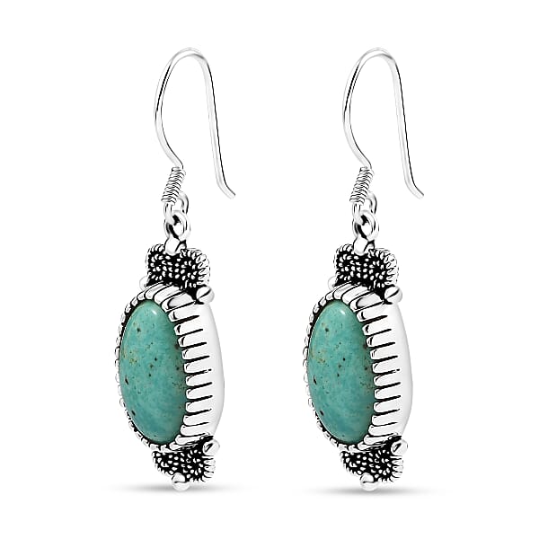 D'Joy Artisan Crafted Tahoe Nevada Turquoise 13.80 Ctw Earrings In Sterling Silver