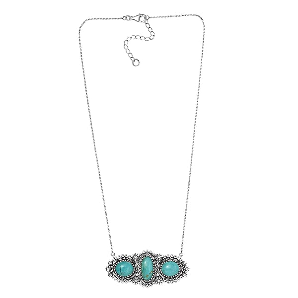 D'Joy Artisan Crafted Tahoe Nevada Turquoise 14.30 Ctw Necklace 18 Inches In Sterling Silver