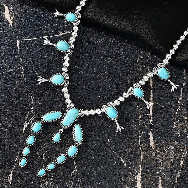 D'Joy Artisan Crafted Tahoe Nevada Turquoise 15.70 Ctw Necklace In Sterling Silver 18 Inches