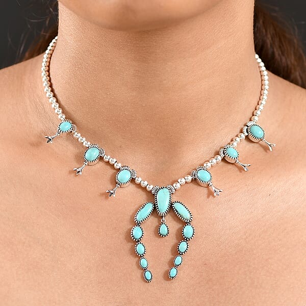 D'Joy Artisan Crafted Tahoe Nevada Turquoise 15.70 Ctw Necklace In Sterling Silver 18 Inches