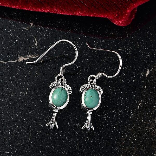 D'Joy Artisan Crafted Tahoe Nevada Turquoise 2.70 Ctw Earrings In Sterling Silver