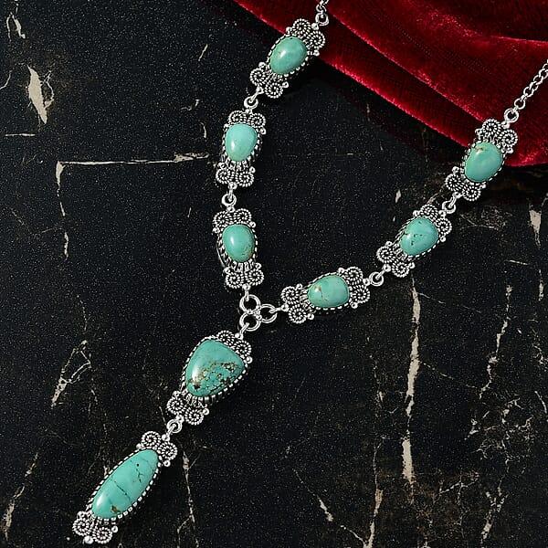 D'Joy Artisan Crafted Tahoe Nevada Turquoise 27.50 Ctw Necklace 18 Inches In Sterling Silver