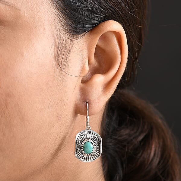 D'Joy Artisan Crafted Tahoe Nevada Turquoise 3.60 Ctw Cowboy Hat Earrings In Sterling Silver