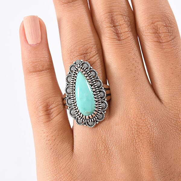 D'Joy Artisan Crafted Tahoe Nevada Turquoise 5.60 Ctw Ring In Sterling Silver