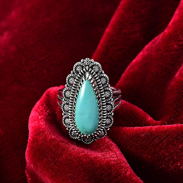 D'Joy Artisan Crafted Tahoe Nevada Turquoise 5.60 Ctw Ring In Sterling Silver