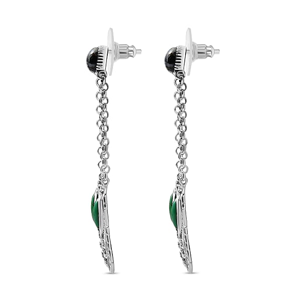 D'Joy Artisan Crafted Tahoe Nevada Turquoise And White Buffalo 5.40 Ctw Feather Earrings In Sterling Silver
