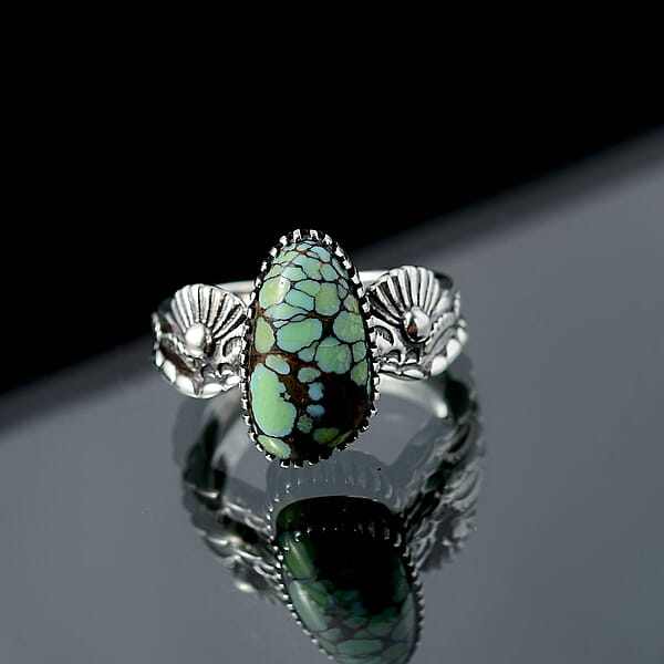 D'Joy Artisan Crafted Whispering Web Turquoise 4.10 Ctw Ring In Sterling Silver