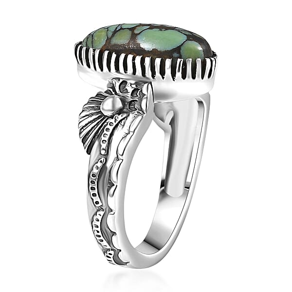 D'Joy Artisan Crafted Whispering Web Turquoise 4.10 Ctw Ring In Sterling Silver