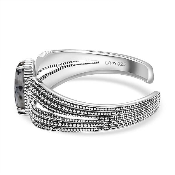 D'Joy Artisan Crafted White Buffalo 14.20 Ctw Cuff Bracelet In Sterling Silver (7.25 In)