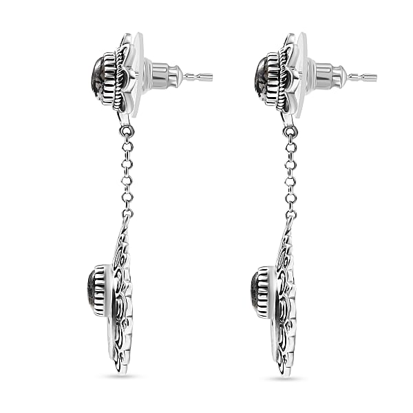 D'Joy Artisan Crafted White Buffalo 3.80 Ctw Squash Blossom Earrings In Sterling Silver