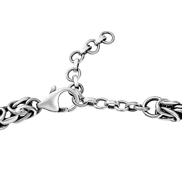 D'Joy Artisan Crafted White Buffalo 34.70 Ctw Legends Of The Desert Bracelet In Black Oxidized Sterling Silver (8.00 In)