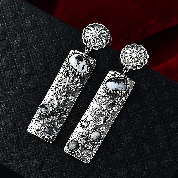 D'Joy Artisan Crafted White Buffalo 4.50 Ctw Earrings In Sterling Silver