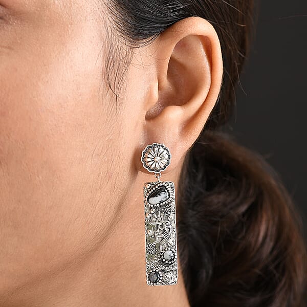 D'Joy Artisan Crafted White Buffalo 4.50 Ctw Earrings In Sterling Silver