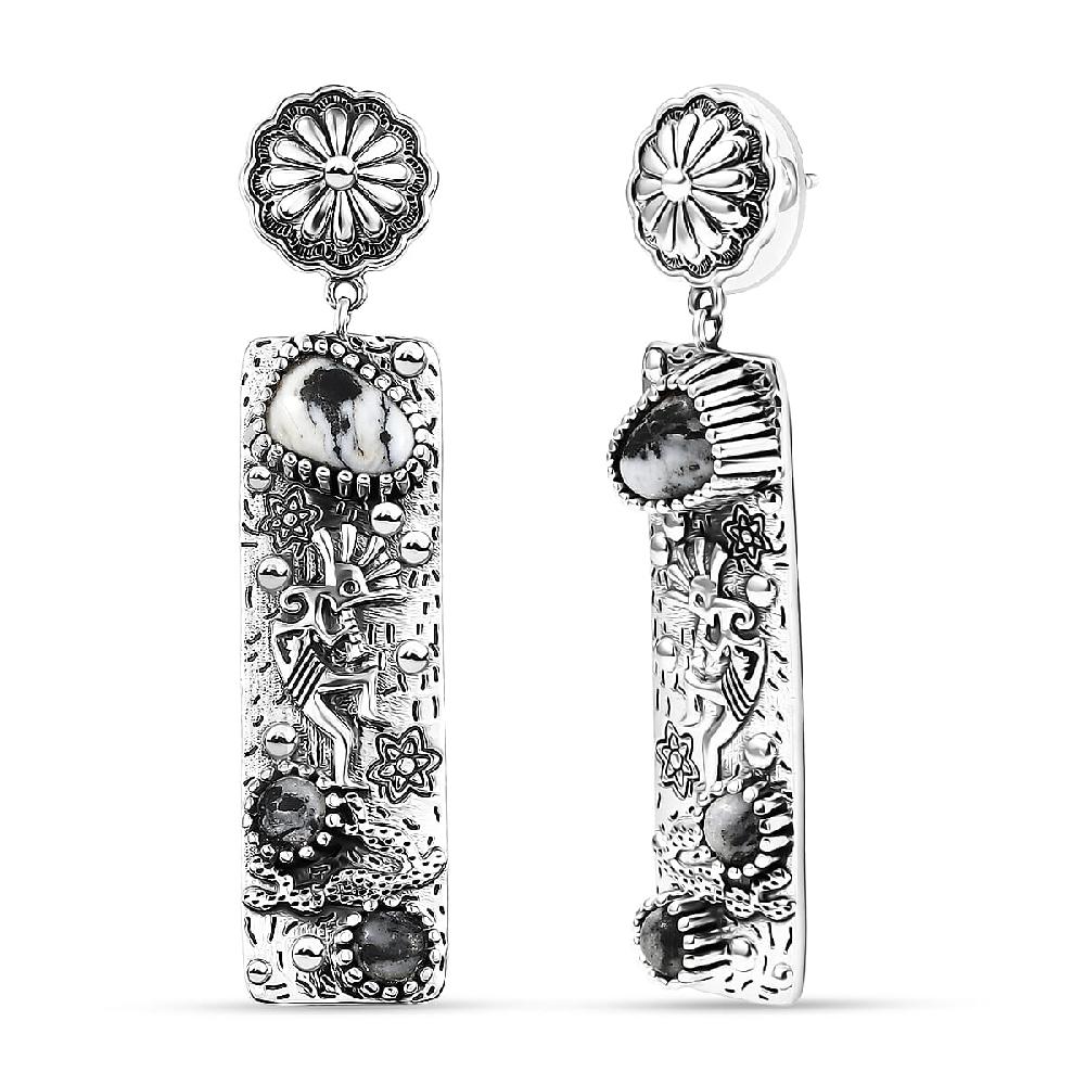 D'Joy Artisan Crafted White Buffalo 4.50 ctw Earrings in Sterling Silver