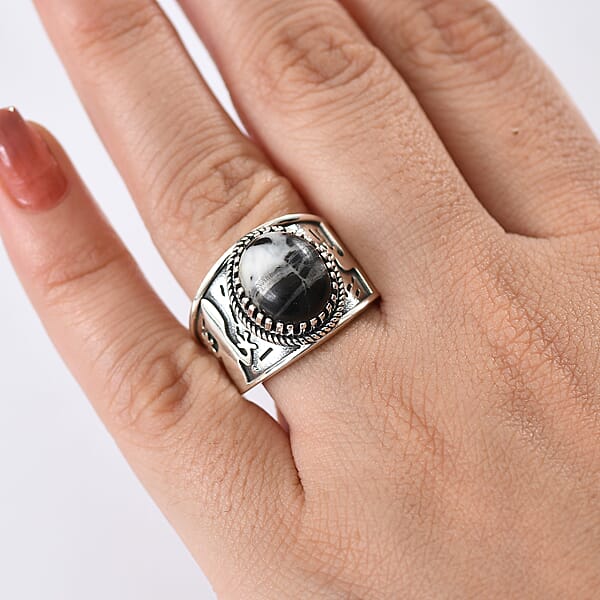 D'Joy Artisan Crafted White Buffalo 6.00 Ctw Spirit Of The Sands Ring In Sterling Silver