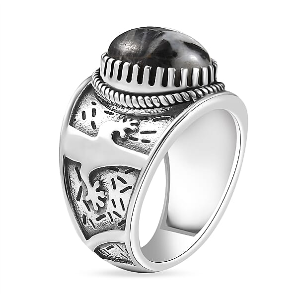 D'Joy Artisan Crafted White Buffalo 6.00 Ctw Spirit Of The Sands Ring In Sterling Silver