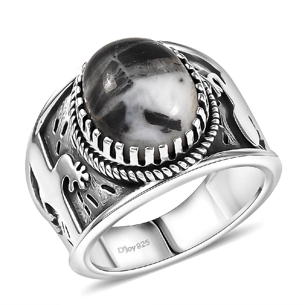 D'Joy Artisan Crafted White Buffalo 6.00 ctw Spirit of the Sands Ring in Sterling Silver