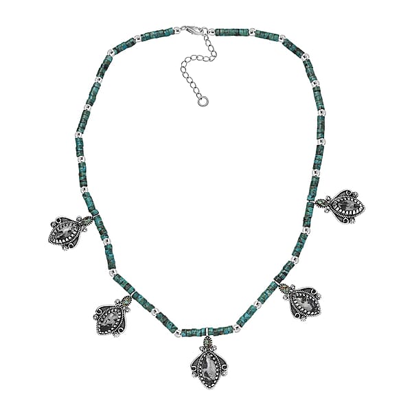 D'Joy Artisan Crafted White Buffalo And Multi Gemstone 62.30 Ctw Necklace 18-20 Inches In Sterling Silver